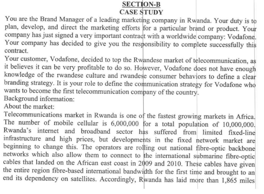 SECTION-B CASE STUDY You are the Brand Manager of