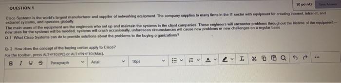 QUESTION 1 10 points Cisco Systems is the world's