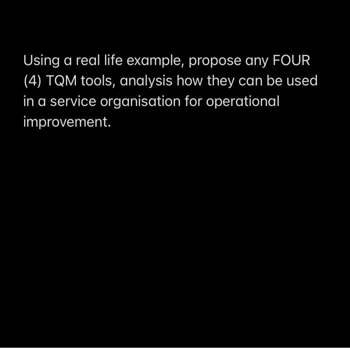 Using a real life example, propose any FOUR (4)