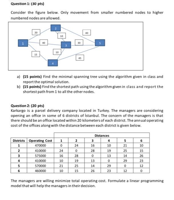 Question 1: (30 pts) Consider the figure below.