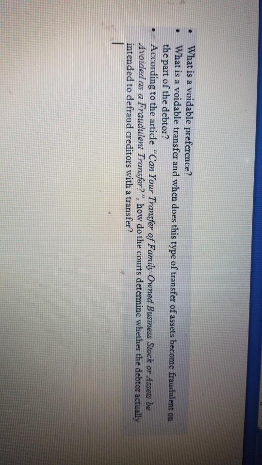 . What is a voidable preference? What is a