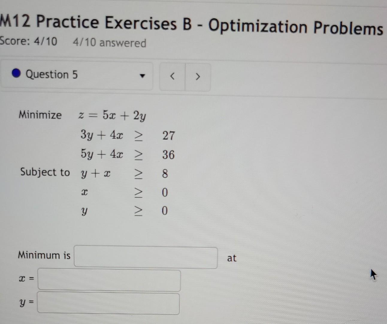M12 Practice Exercises B - Optimization Problems