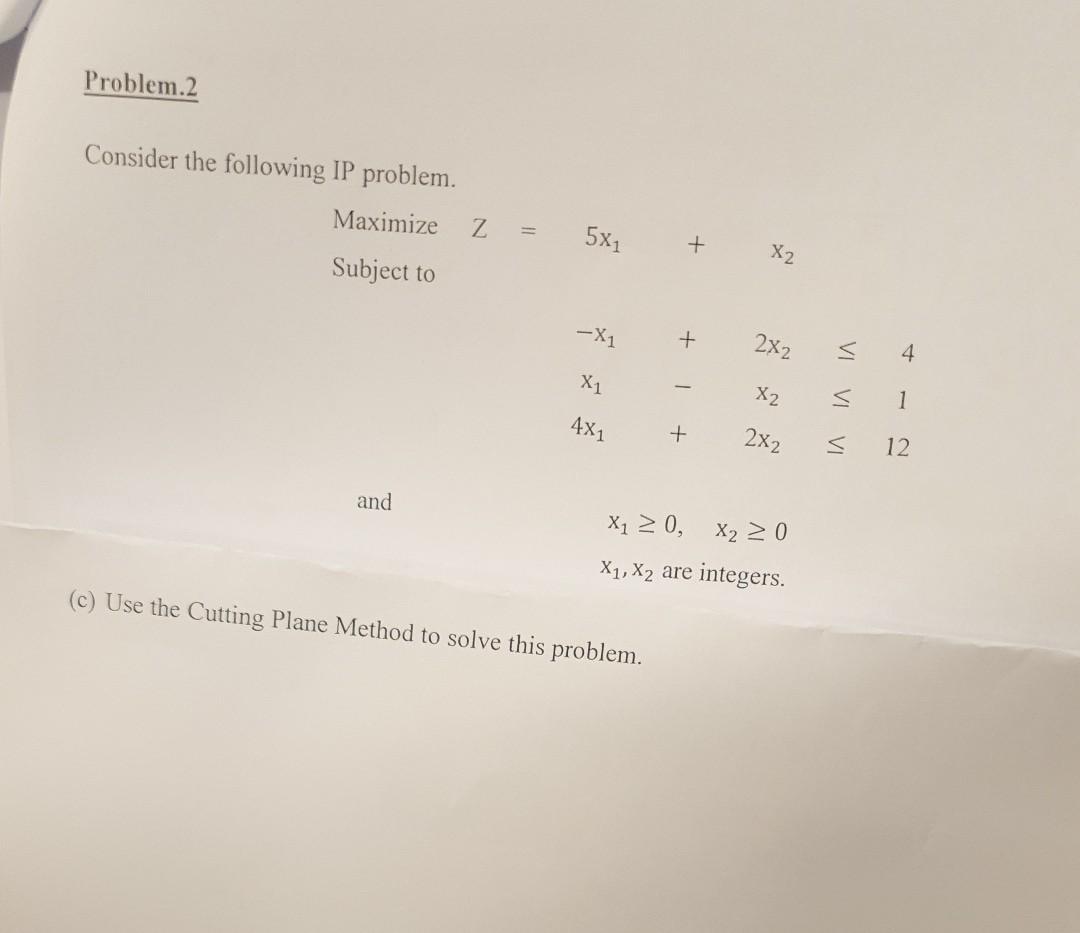Problem.2 Consider the following IP problem.