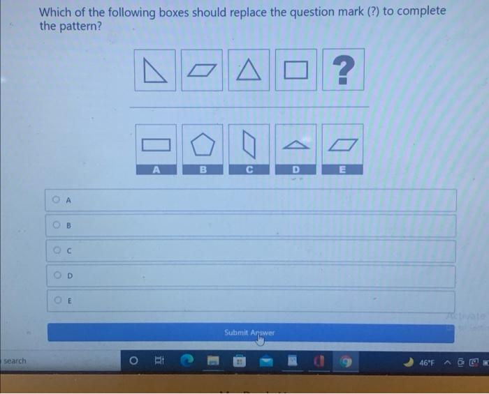 Which of the following boxes should replace the
