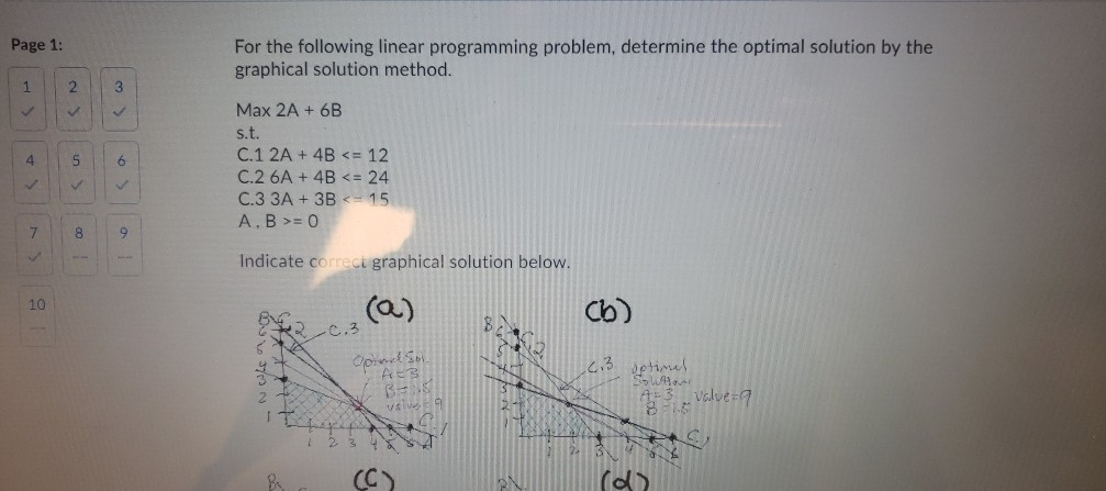 Page 1: For the following linear programming