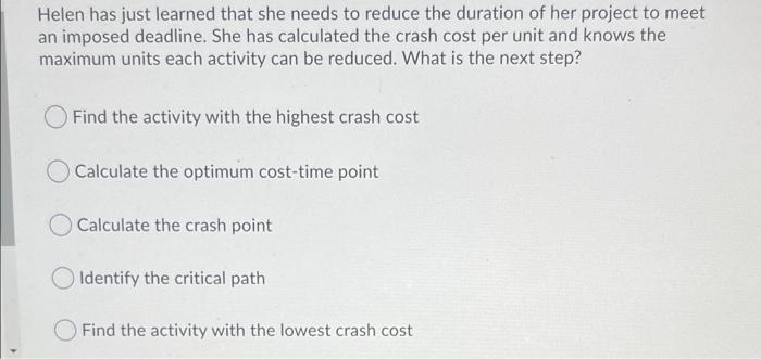 Please answer with explanation! Helen has just