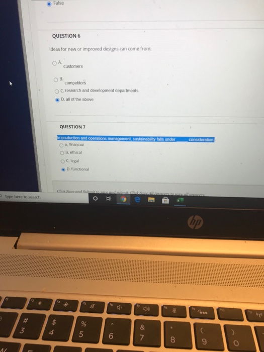 False QUESTION 6 Ideas for new or improved