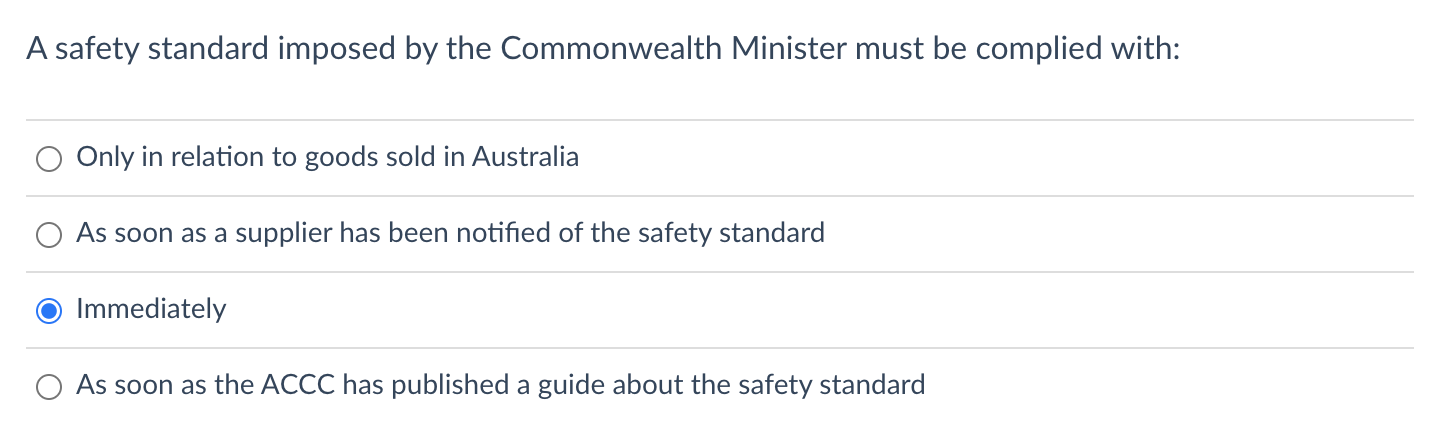 A safety standard imposed by the Commonwealth