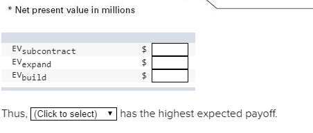 Compute the expected payoffs for each alternative