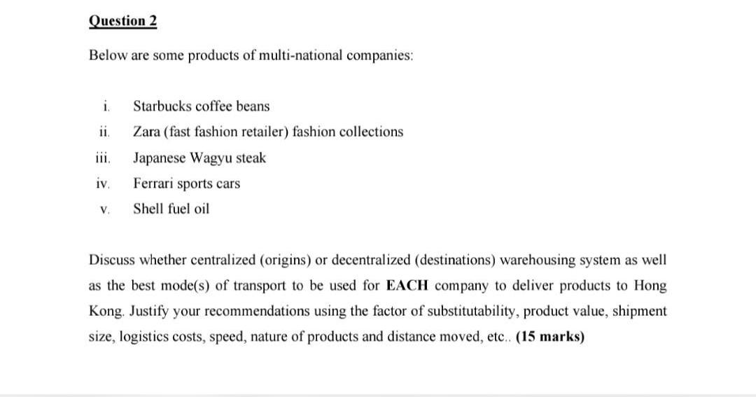 **Around 300 words** Question 2 Below are some