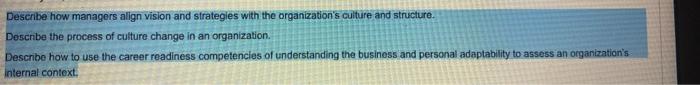 Describe how managers align vision and strategies
