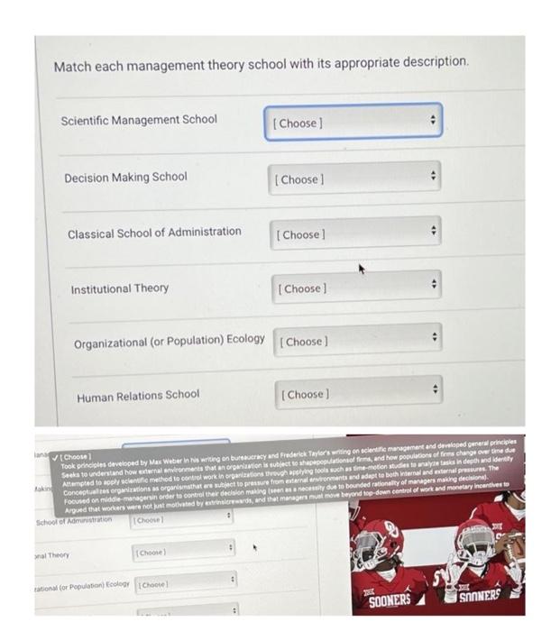 match each manegment theory school with its