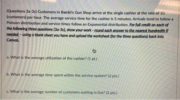 (Questions 3a-3c) Customers in Bambi's Gun Shop