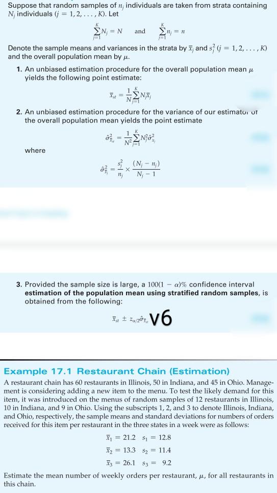 Suppose that random samples of n; individuals are