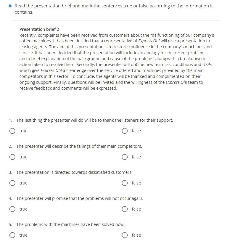 Read the presentation brief and mark the