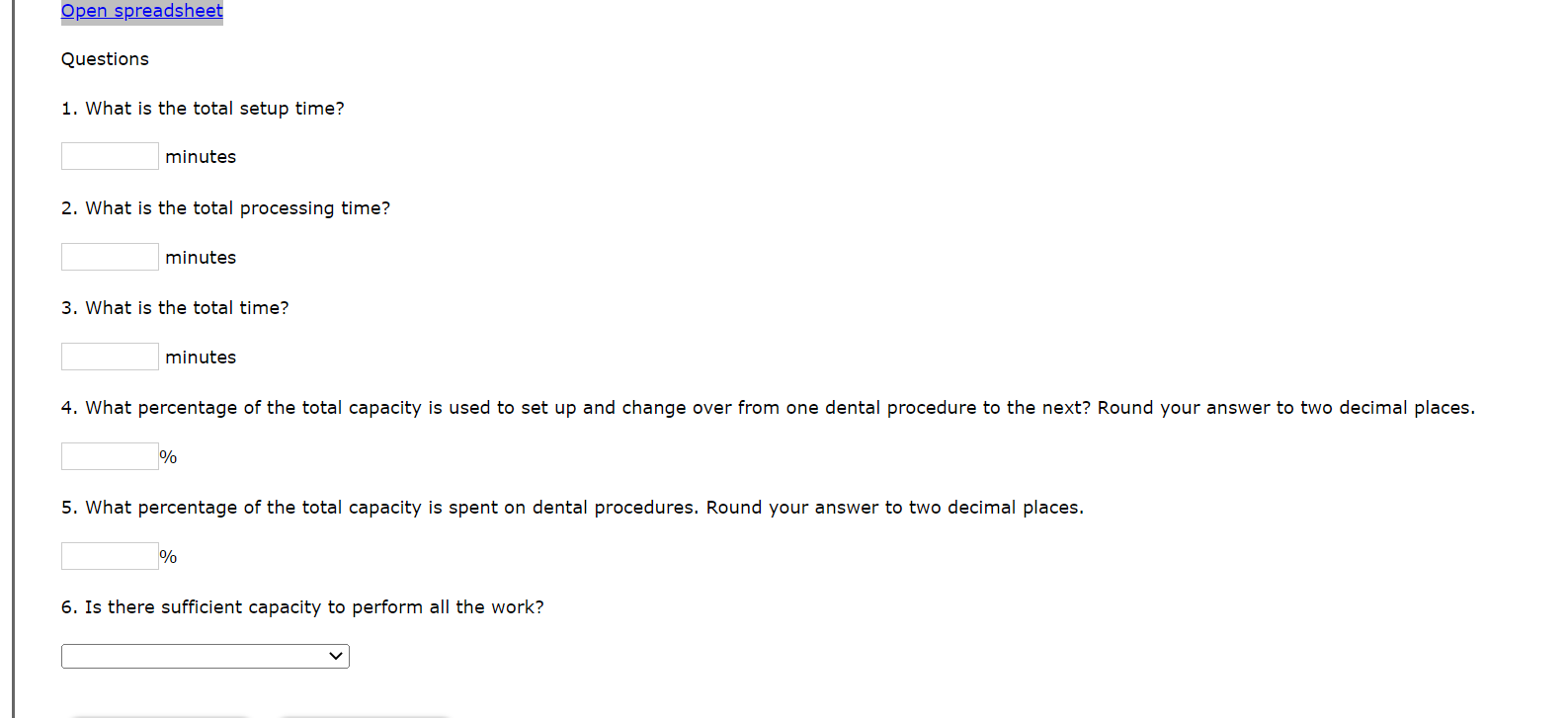 fu F G H 1 L Total Total Setup Time Processing