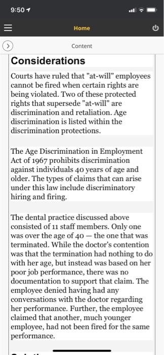 Case study: termination A stat member who caused