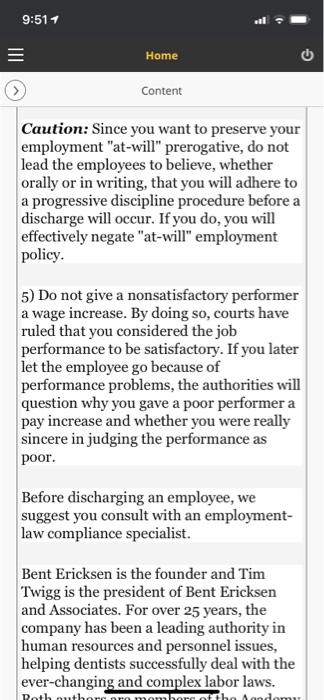 Case study: termination A stat member who caused