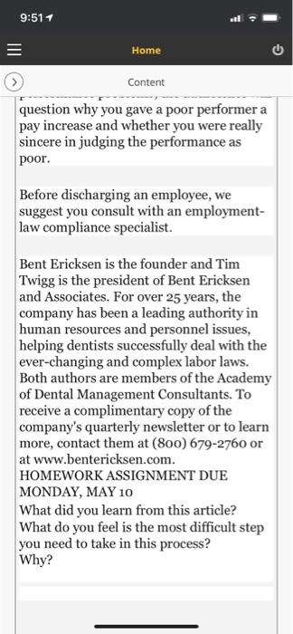 Case study: termination A stat member who caused