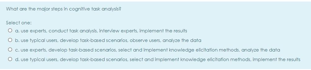 What are the major steps in cognitive task