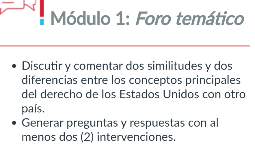 Modulo 1: Foro tematico . Discutir y comentar dos