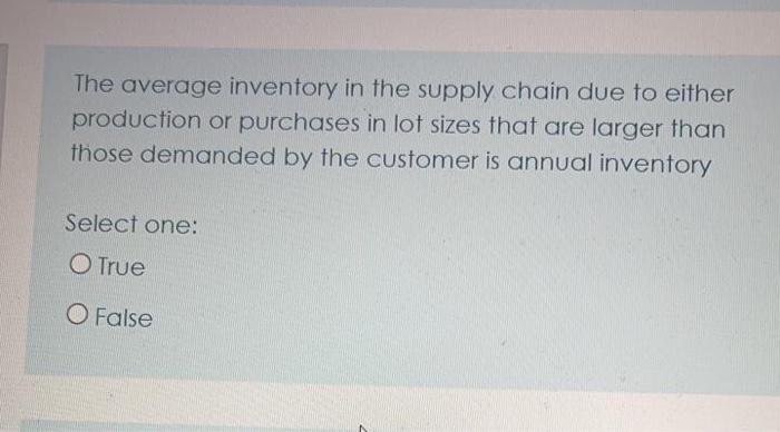The average inventory in the supply chain due to