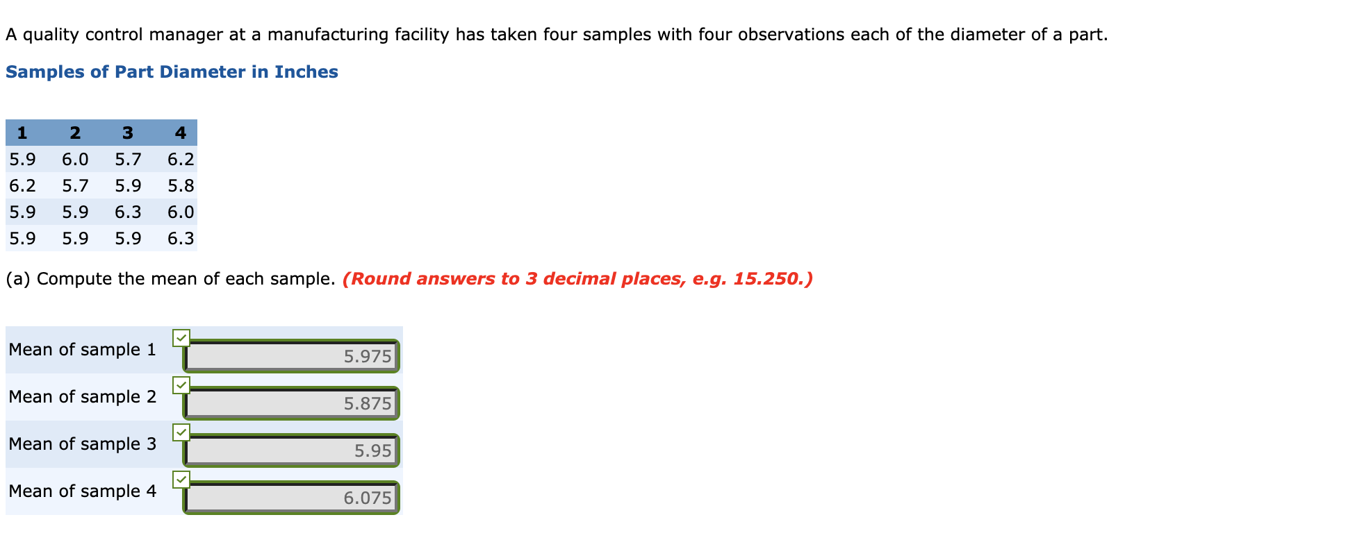 m Calculate B and C A quality control manager at