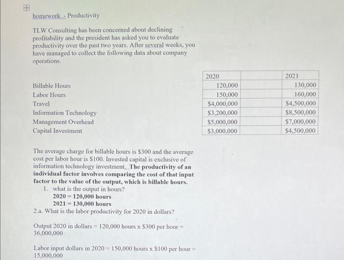 please answer #4 homework - Productivity TLW