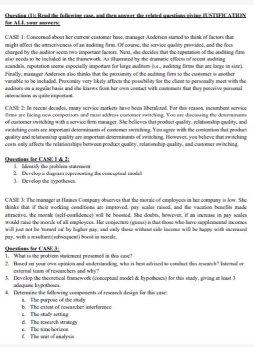 Question di: Read the following case, and the