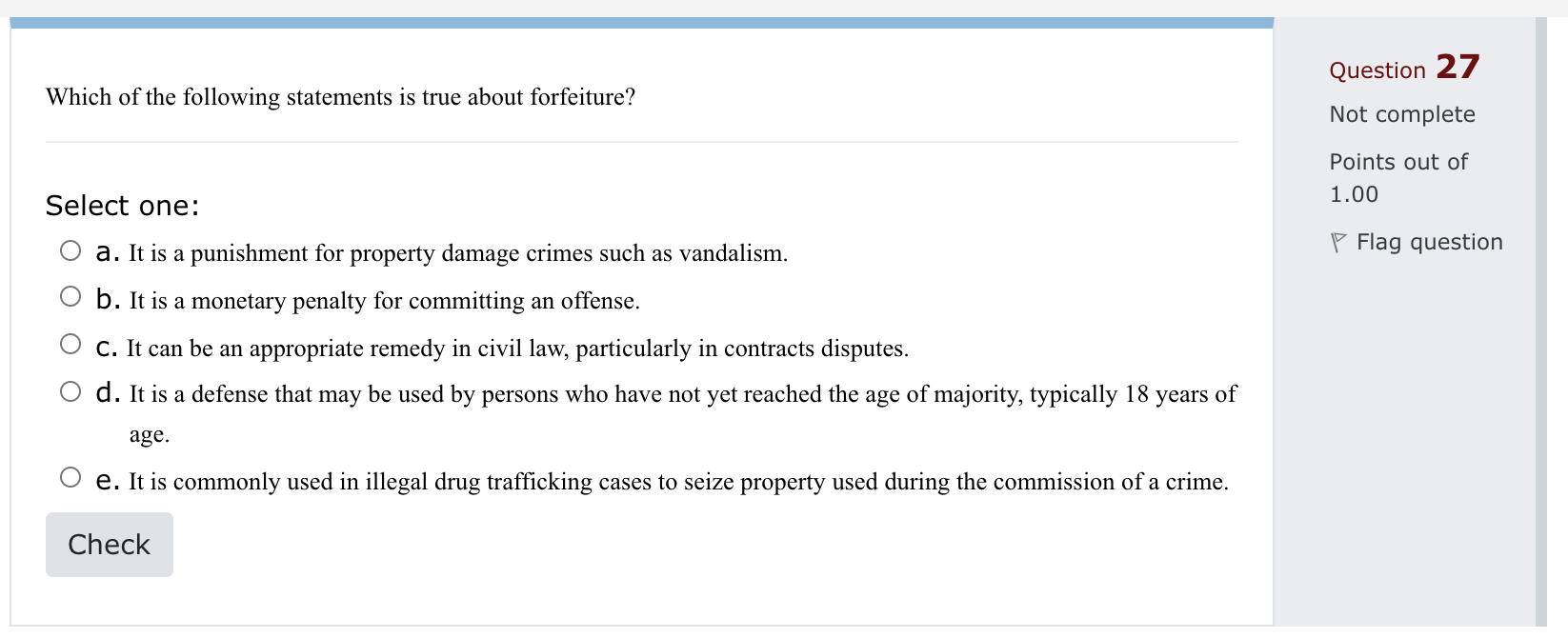 Question 27 Which of the following statements is