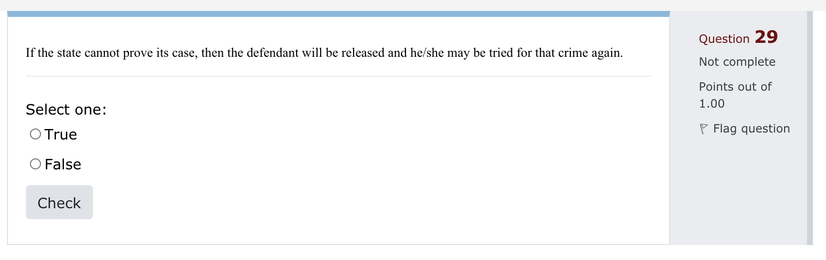 Question 27 Which of the following statements is
