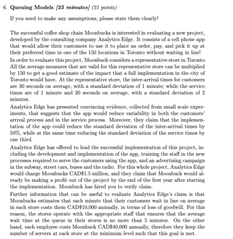 How do you get c = 4 servers? 6. Queuing Models