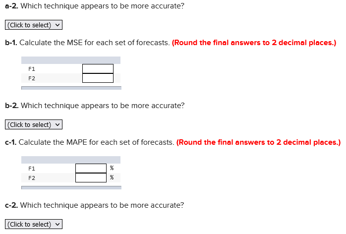 Two different forecasting techniques were used to