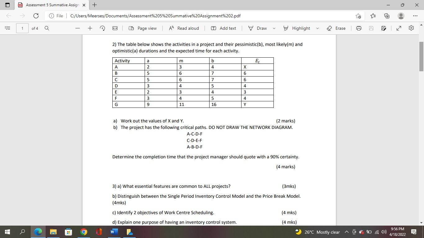 0 PDF Assessment 5 Summative Assign X + X 1 o