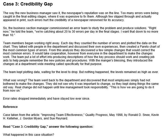 What happened in this case situation? Case 3: