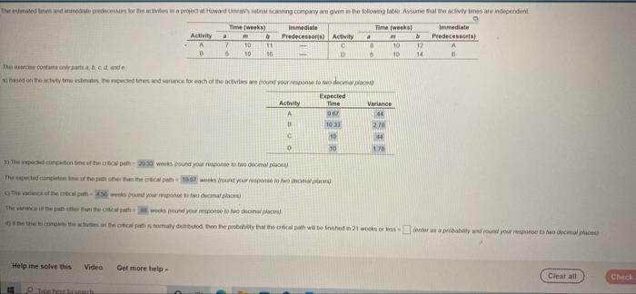 find the probablity that the critical path will