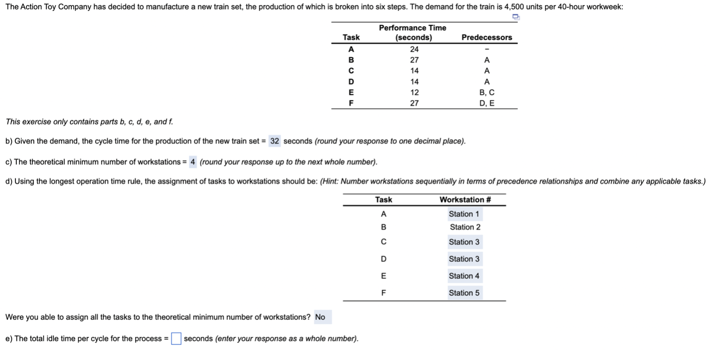 Please explain the step by step solution for e)