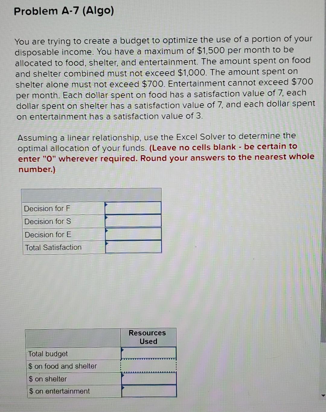 Problem A-7 (Algo) You are trying to create a