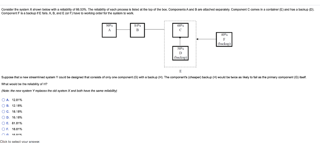Consider the system X shown below with a