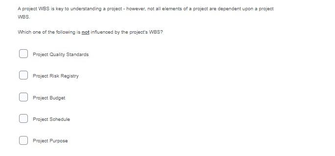 A project WBS is key to understanding a project -