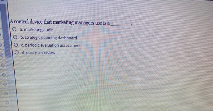 A control device that marketing managers use is a