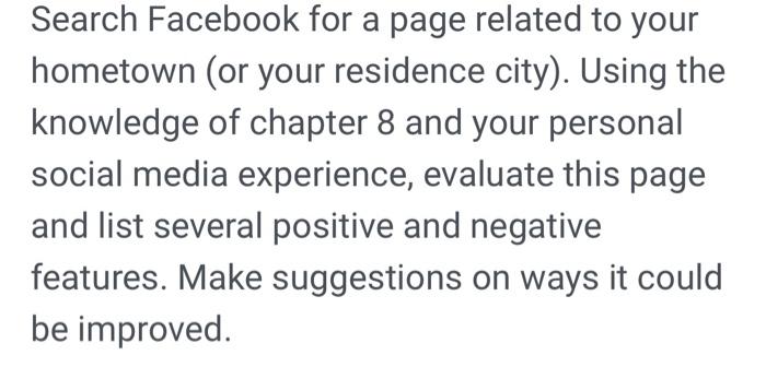 Chapter 8 is about Social media information