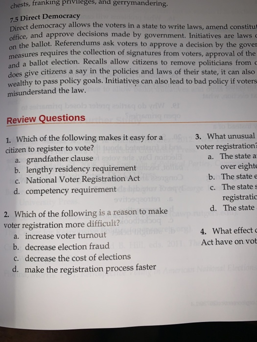 chests, franking privileges, and gerrymandering.
