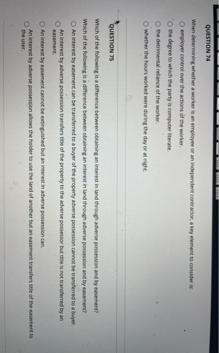 QUESTION 74 When determining whether a worker is
