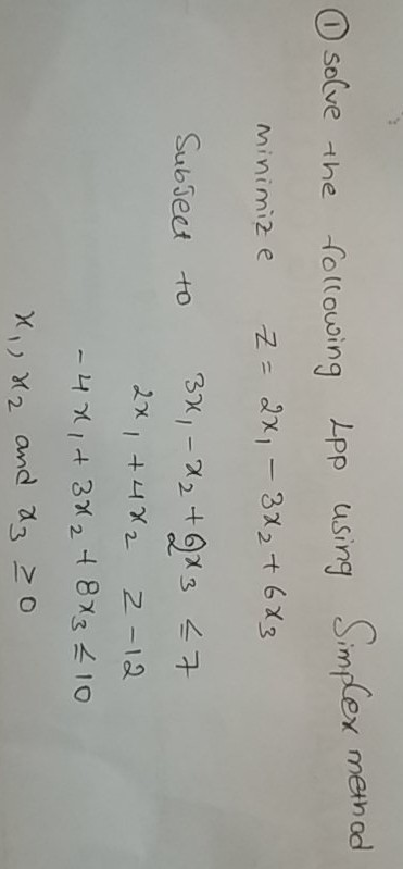 solve the following app using Simplex method