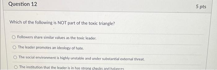 Question 12 5 pts Which of the following is NOT