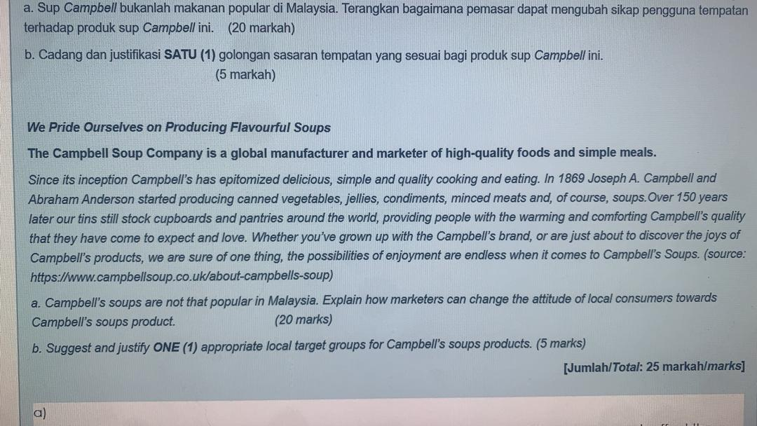 consumer behaviour a. Sup Campbell bukanlah
