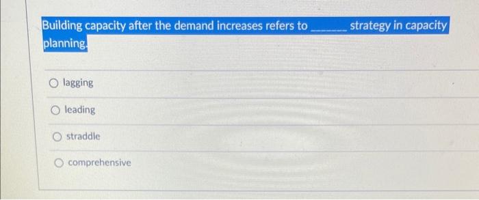 Building capacity after the demand increases