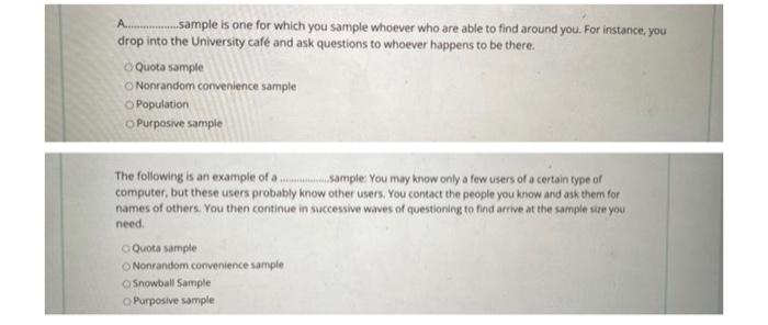 A....... ....sample is one for which you sample