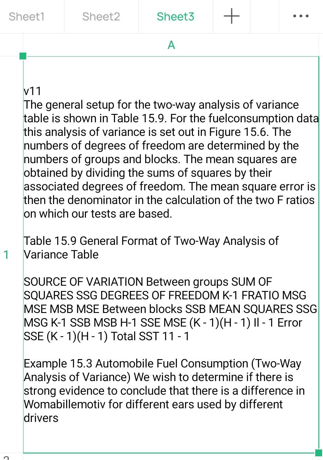 Sheet1 Sheet2 Sheet3 + A v11 The general setup